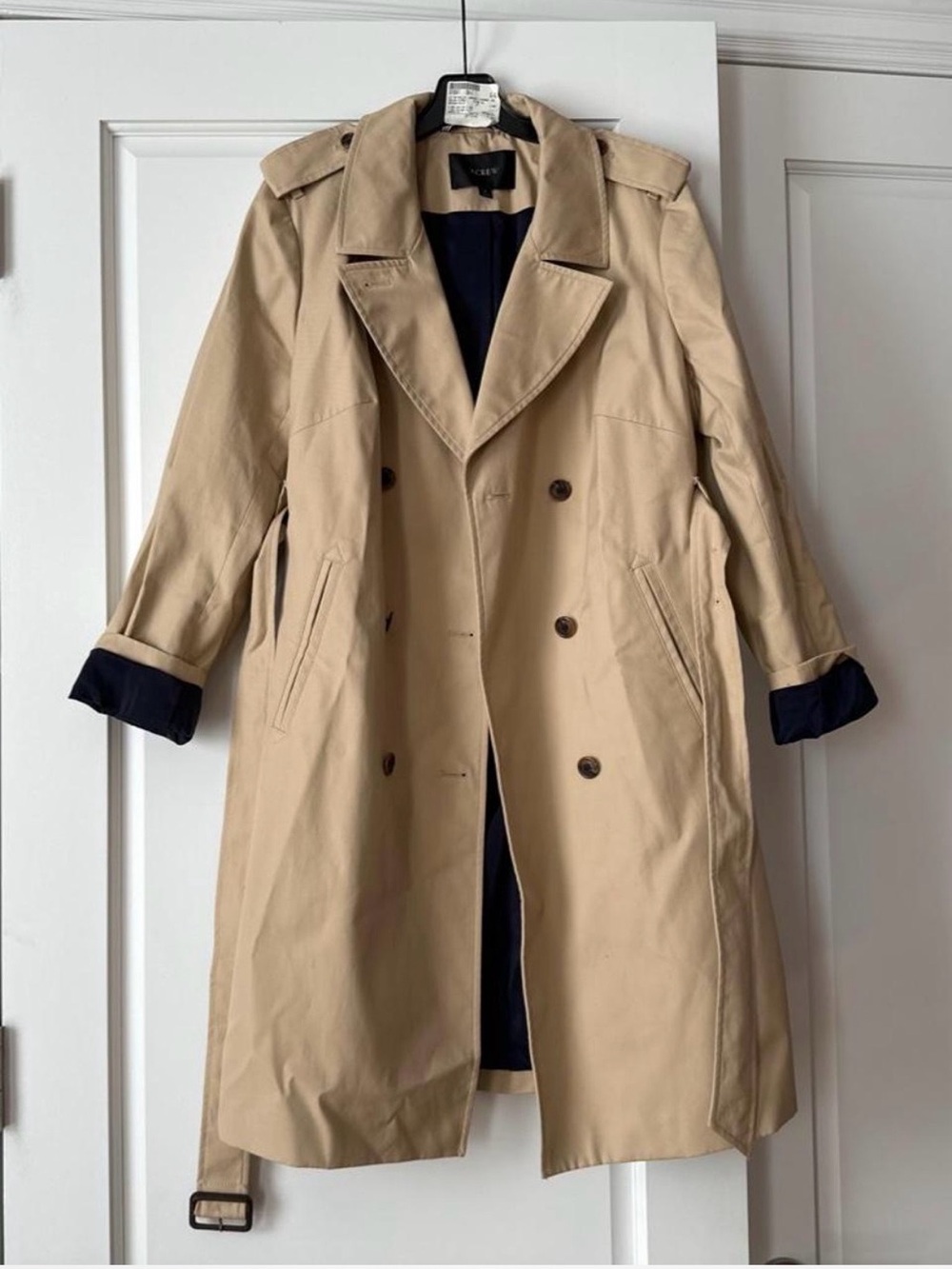 J. Crew Beige Trench Coat with Navy Lining